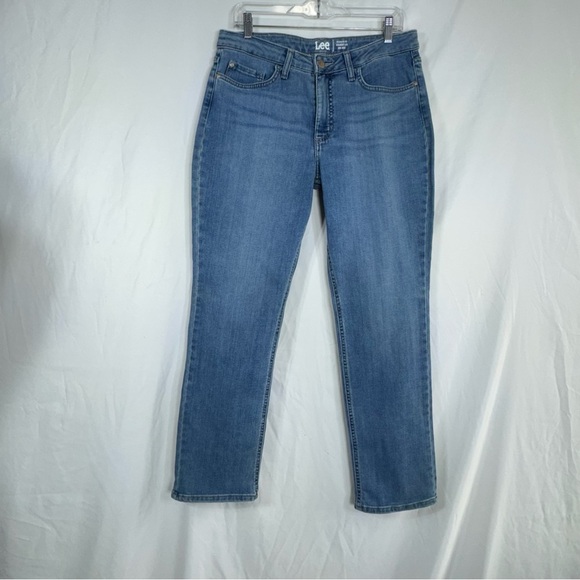 Lee Regular Fit Light Wash Mid Rise Straight Leg Jeans Sz 12 - Picture 2 of 9